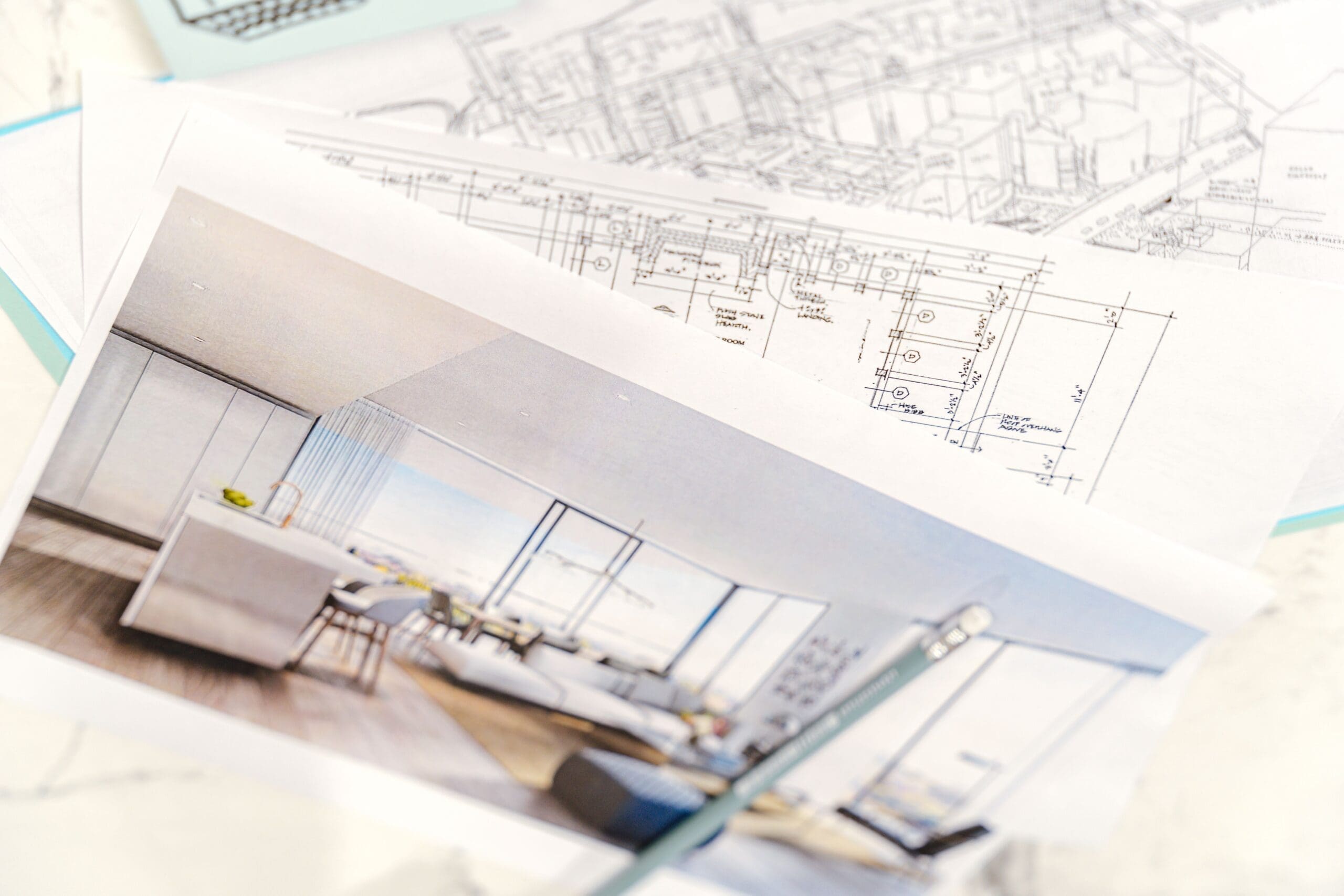 nterior designer creating a space planning layout for a home renovation